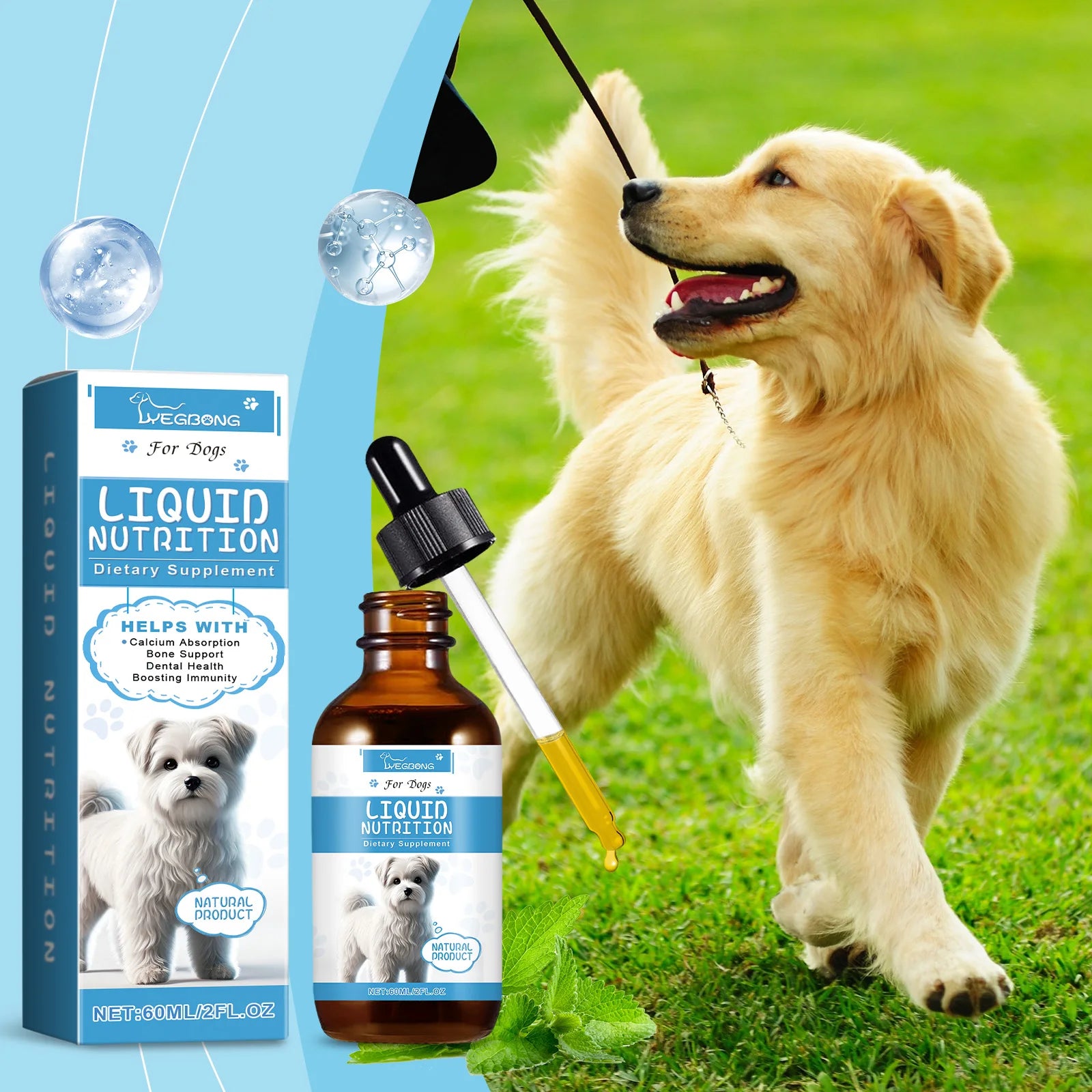Gotas de suplemento vitamínico para mascotas, huesos fuertes, promueven la absorción de calcio, aumentar la inmunidad, mejorar la vitalidad, suplemento dietético